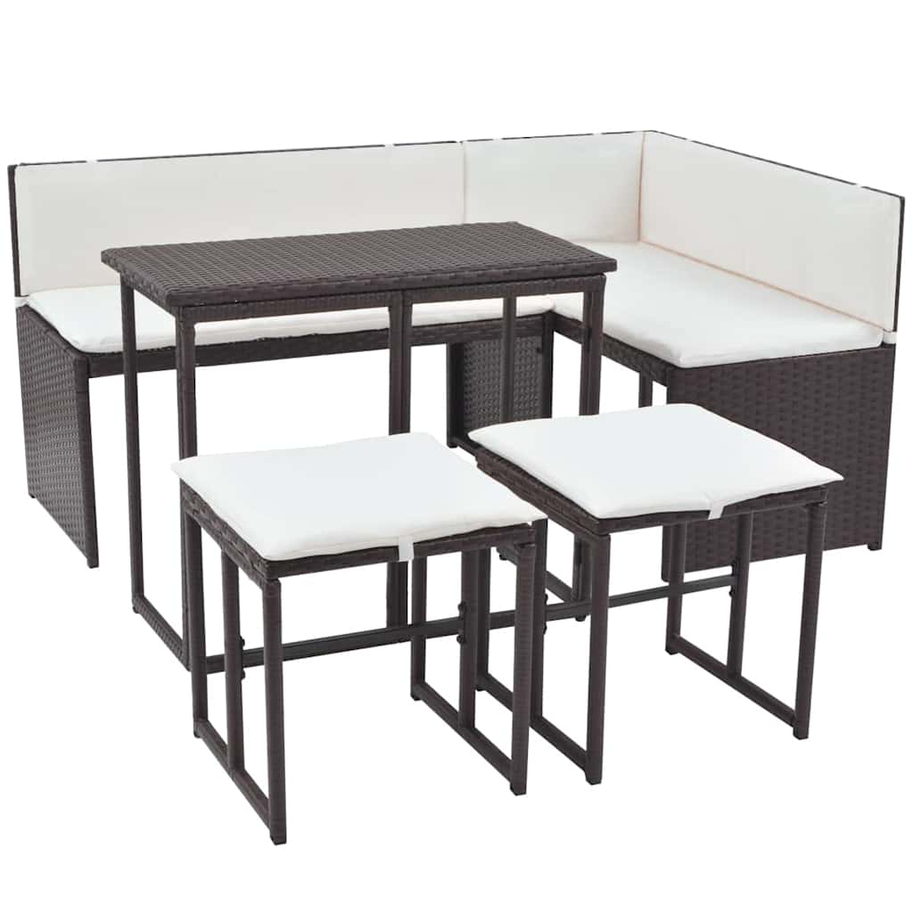Maison Exclusive - 5-tlg. Garten-essgruppe Stahl Poly Rattan Brau