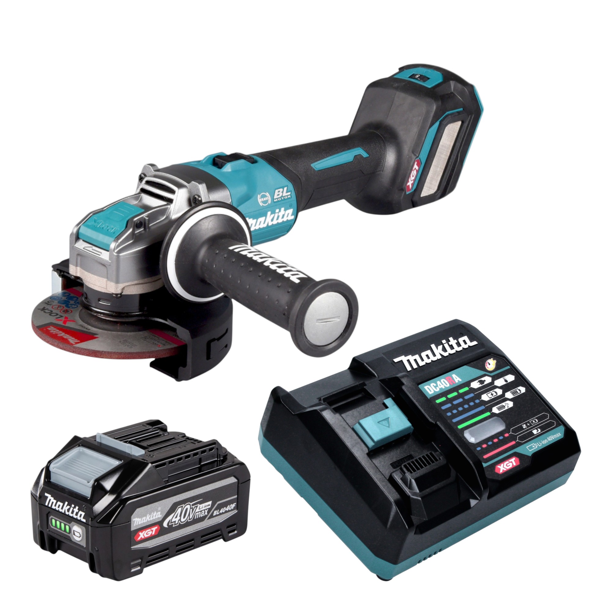 Makita Ga 041 Gu101 Akku Winkelschleifer 40 V Max. 125 Mm X-lock Brushless + 1x Akku 4,0 Ah + Ladegerät