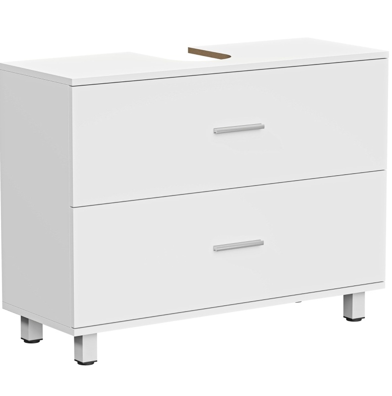 Moderner Weißer Waschbeckenunterschrank Mit 2 Schubladen 80 X 30 X 60 Cm