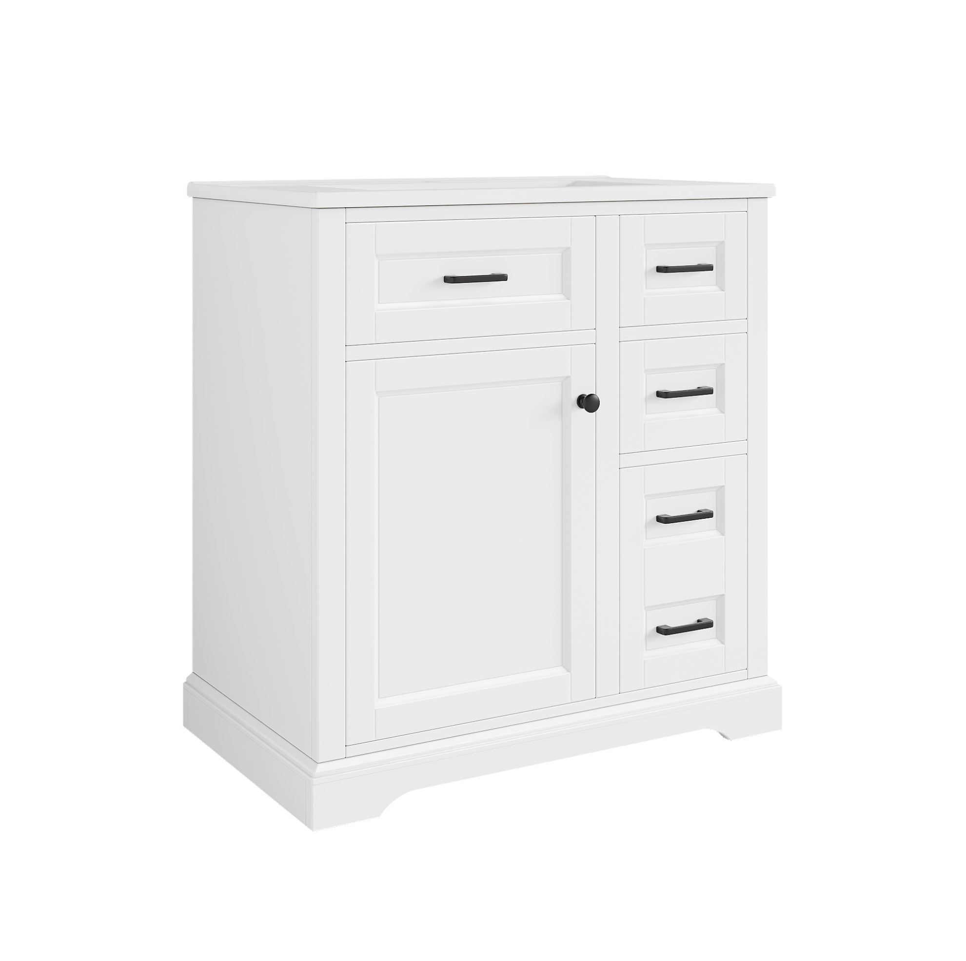 Freistehender Badschrank 76 X 47 X 82 Cm Mit Integriertem Keramikwaschbecken, Weiß Modenuit