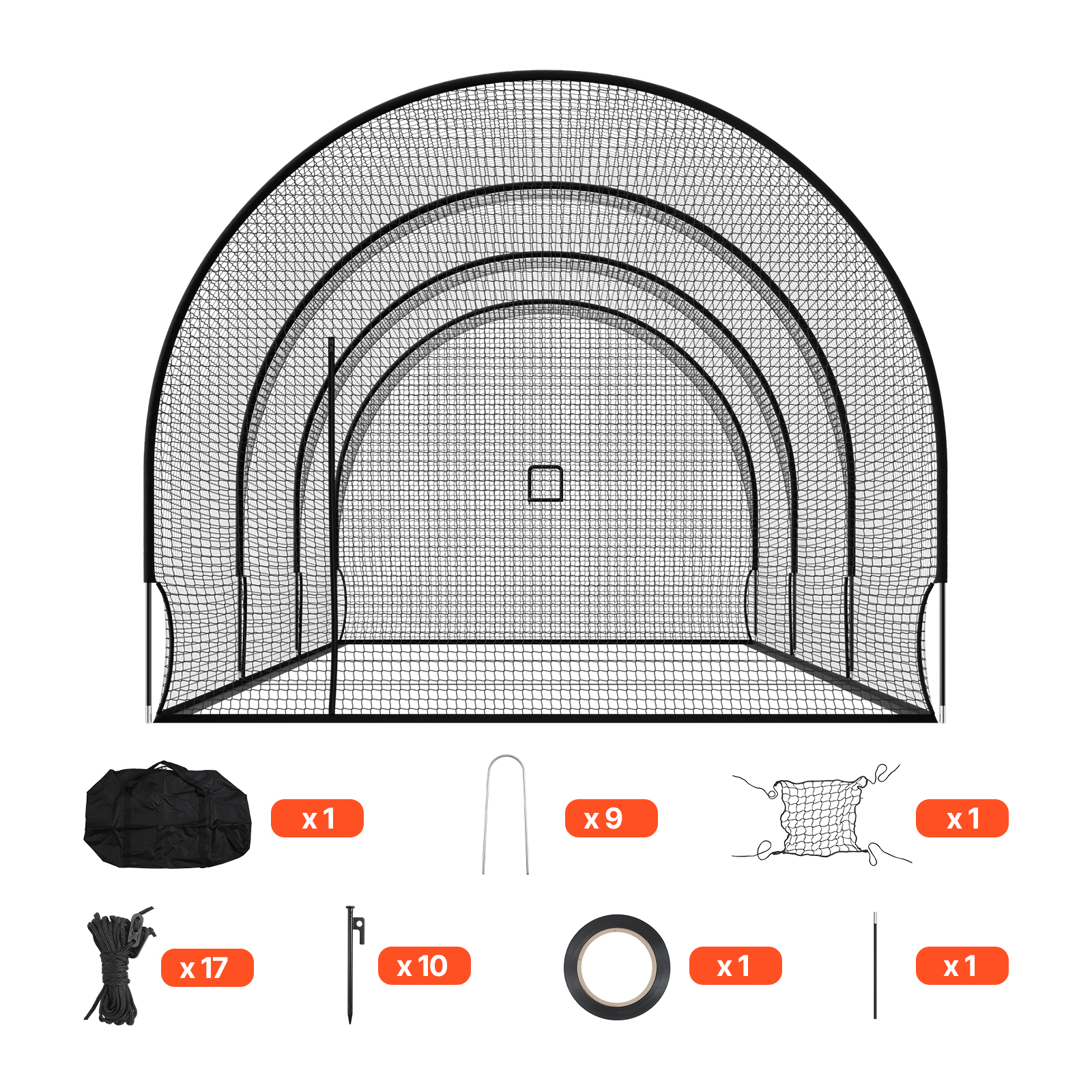Mophorn Baseball Schlagkäfig (halbkreisförmig) Netz 10058x3660x3000 Mm, Trainingsnetz Aus Strapazierfähigem 4-lagigem Polyestergewebe Mit Knotenloser Verarbeitung Und Öffnung Für Wurfmaschinen