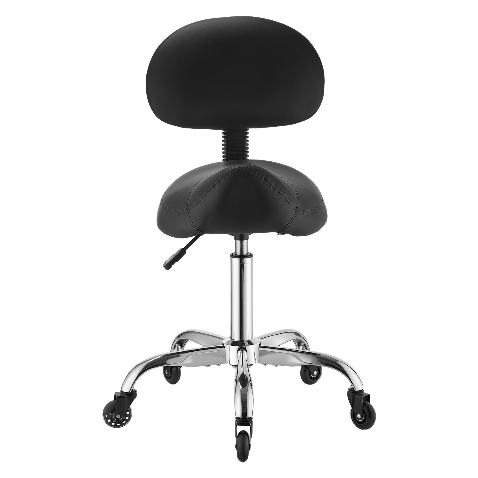 Mophorn Sattelhocker 226,8 Kg Tragkraft, Höhenverstellbarer Rollhocker Mit Rückenlehne, Leise Rollen, Ergonomischer Pu-ledersitz, 360° Drehbar, Perfekt Für Salon, Spa, Bar, Praxis, Schwarz