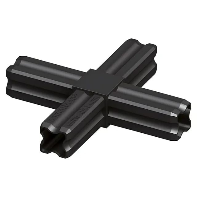 Alfer - Kreuzverbinder 23,5 mm schwarz 4 Zapfen Kunststoff Verbinder Eckverbinder
