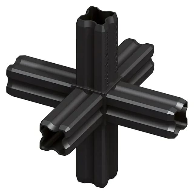 alfer Knotenverbinder 23,5 mm schwarz 6 Zapfen Kunststoff Verbinder Eckverbinder