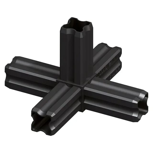 Knotenverbinder 23,5 mm schwarz 5 Zapfen Kunststoff Verbinder Eckverbinder - Alfer