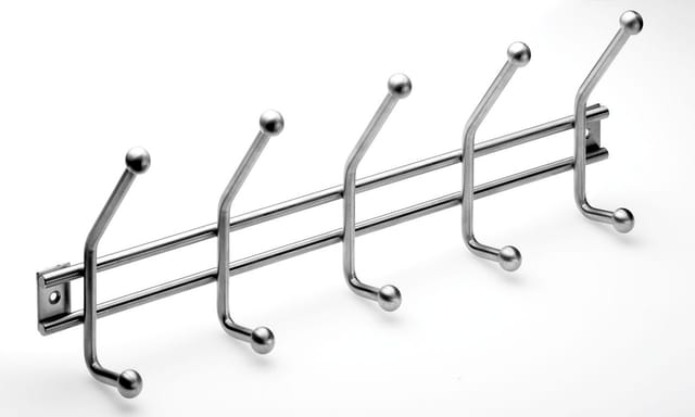 Hettich Garderobenleiste 5 Haken 45,2 x 16,0 x 6,0 cm Edelstahl Hakenleisten