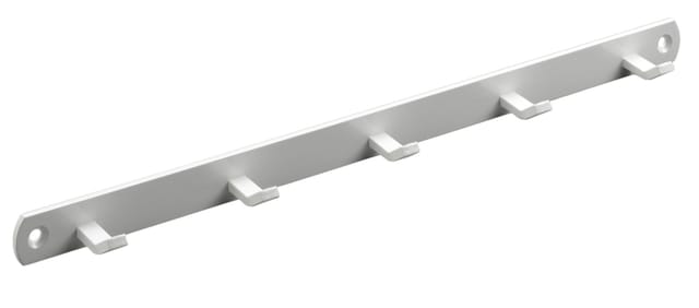 Hettich - Garderobenleiste 5 Haken 34,0 x 2,0 x 3,0 cm weiß Hakenleiste