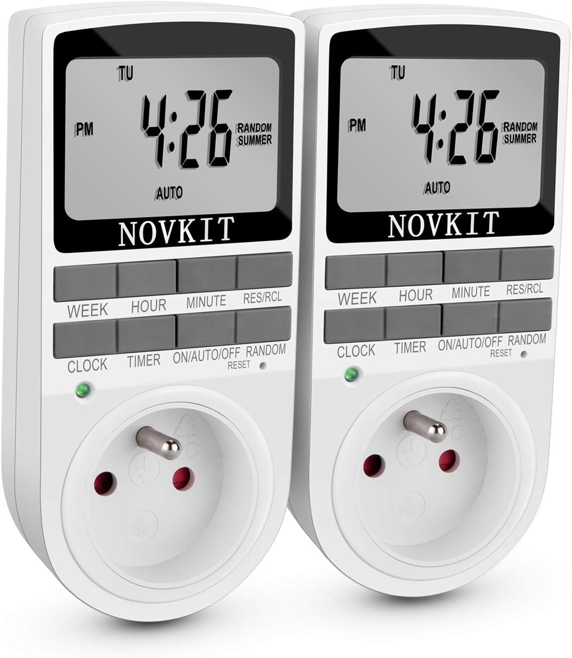 Digitale Zeitschaltuhr Mit 10 Tages- Und Wochenprogrammen, Diebstahlschutz, Großem Lcd-display, 2er-pack, Energiesparend