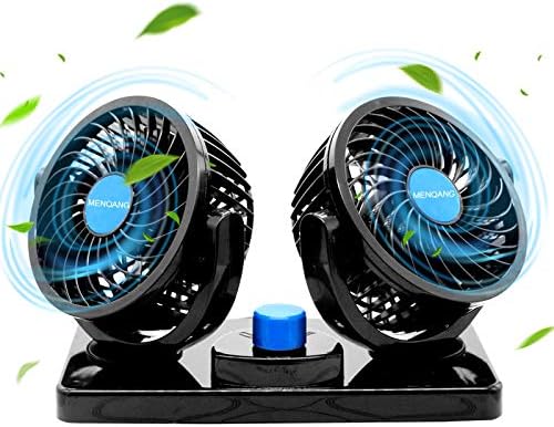 12-v-elektro-autolüfter Mit Zwei Lüfterköpfen, 360°-drehung, 2 Geschwindigkeitsstufen, Zigarettenanzünderstecker, Schwarz