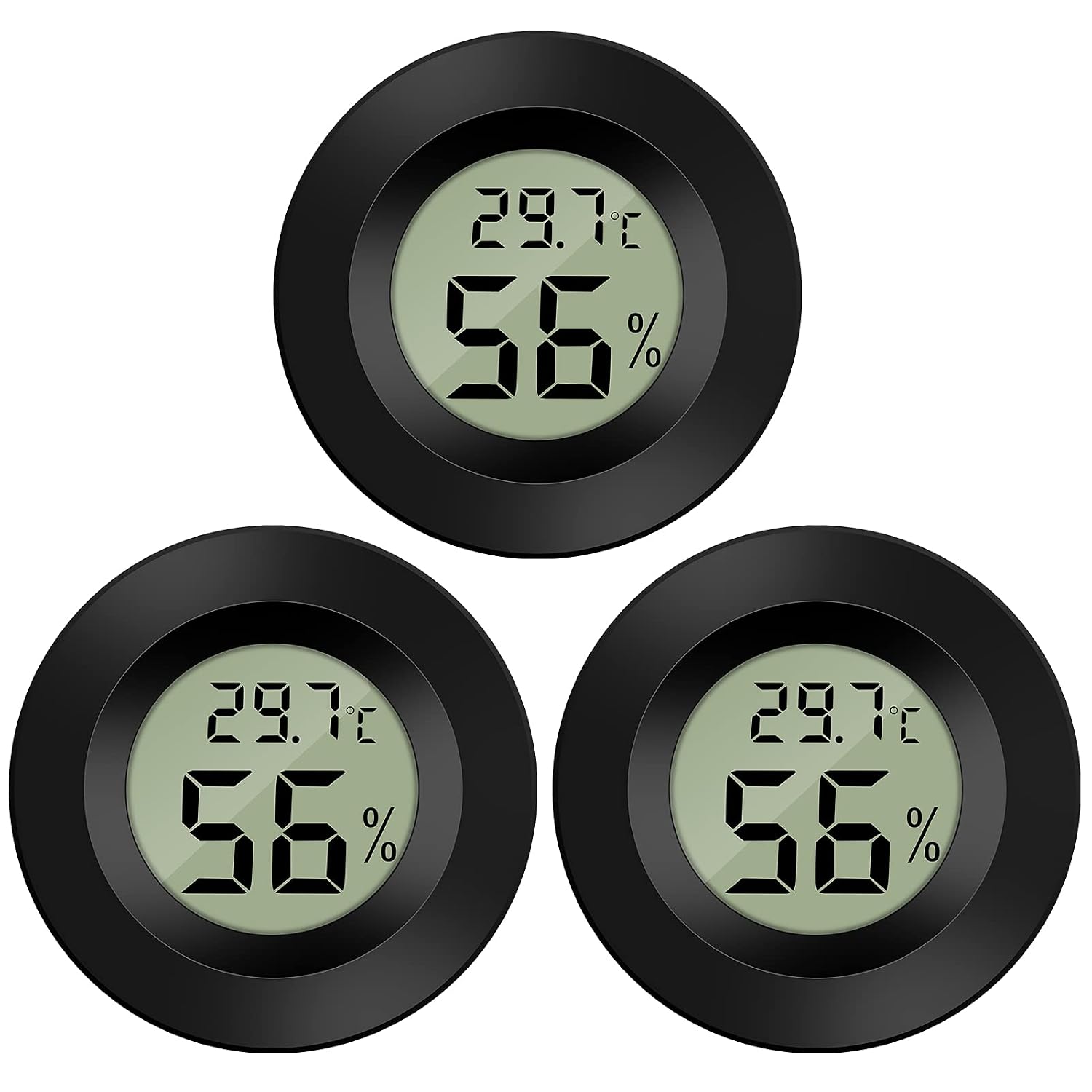 Mini-digitalthermometer Mit Lcd-anzeige, Tragbar, Temperatur- Und Feuchtigkeitsanzeige Für Büro, Küche, Inkubator, 3-teiliges Set