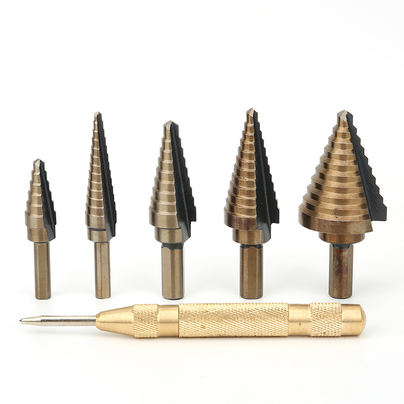 5-teiliges Set Hss-kegelstufenbohrer Mit Körner