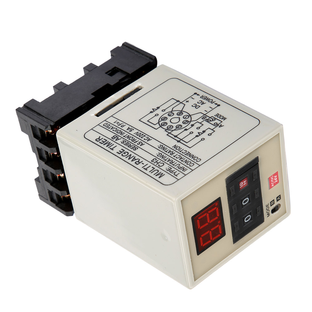 Ah3-dm Dual-mode-verzögerungs-timer-relais 0,01s-99h Led-anzeige (ac/dc 24v)