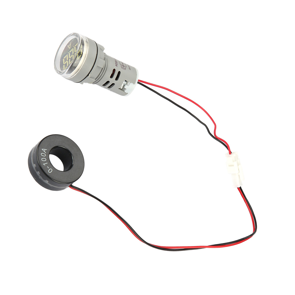 Digitales Amperemeter 0-100a Wechselstrommesser Anzeige Led-rundlampe (weiß)