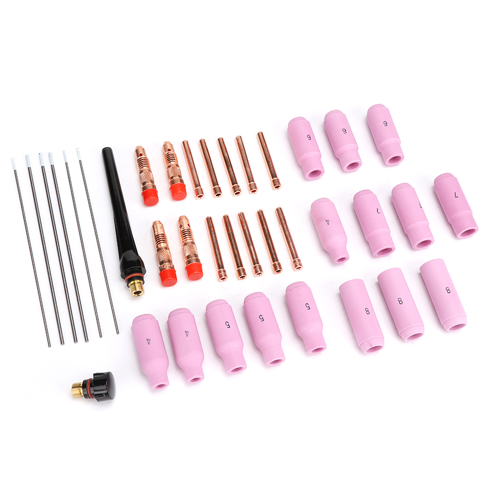 37-teiliges Wig-teile-set: Wolframelektrode, Aluminiumoxid-düse, Spannzange, Gehäuse, Rückkappe Für Wp17/18/26-brenner (37 Stück)