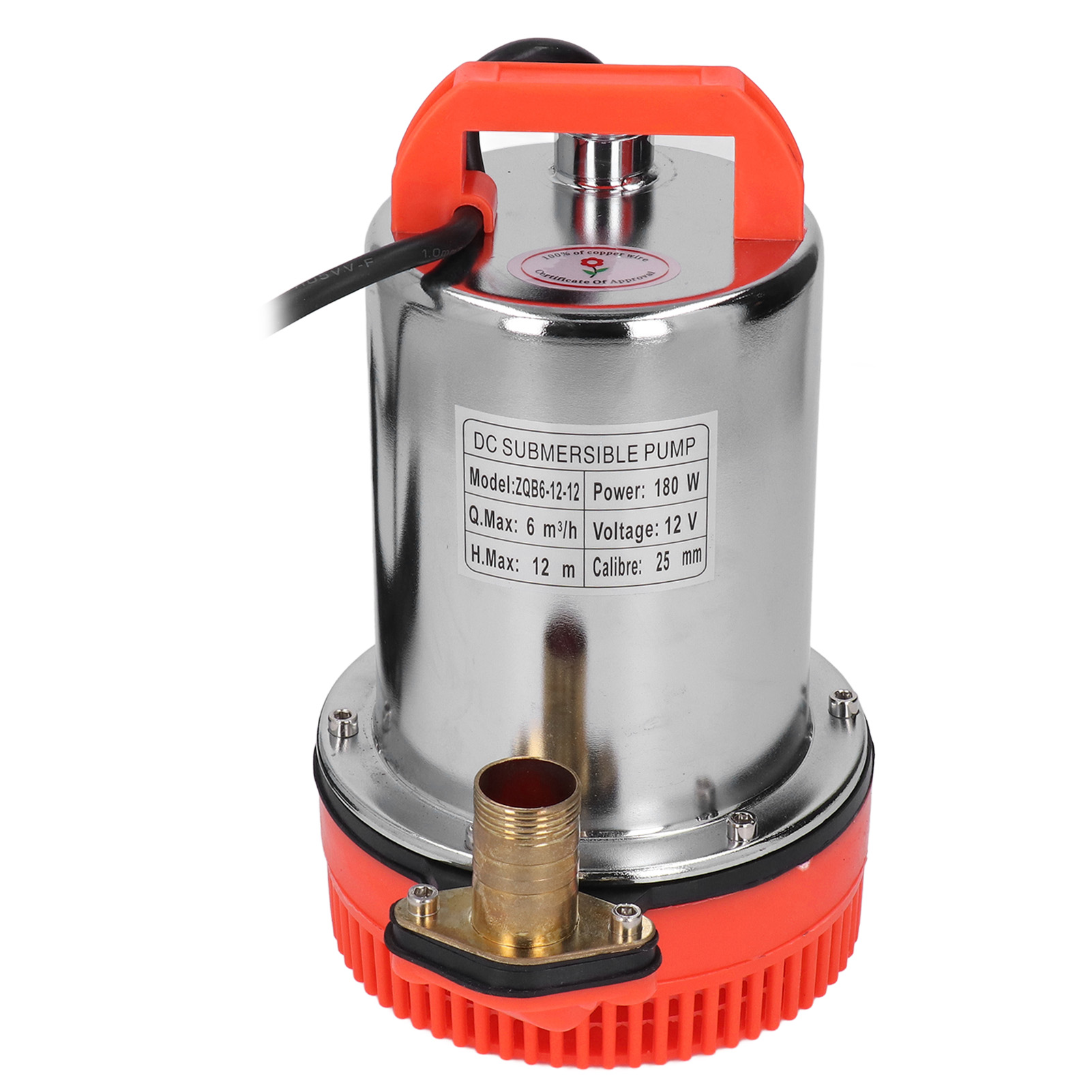 Tauchpumpe, 3800 U/min, Kupfermotor, Hohe Fördermenge, 12 M Förderhöhe, 180 W, 12 V Dc