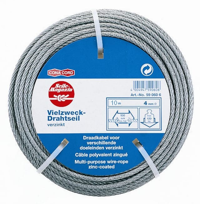 Conacord - Drahtseil ø 4 mm x 10 m Seile