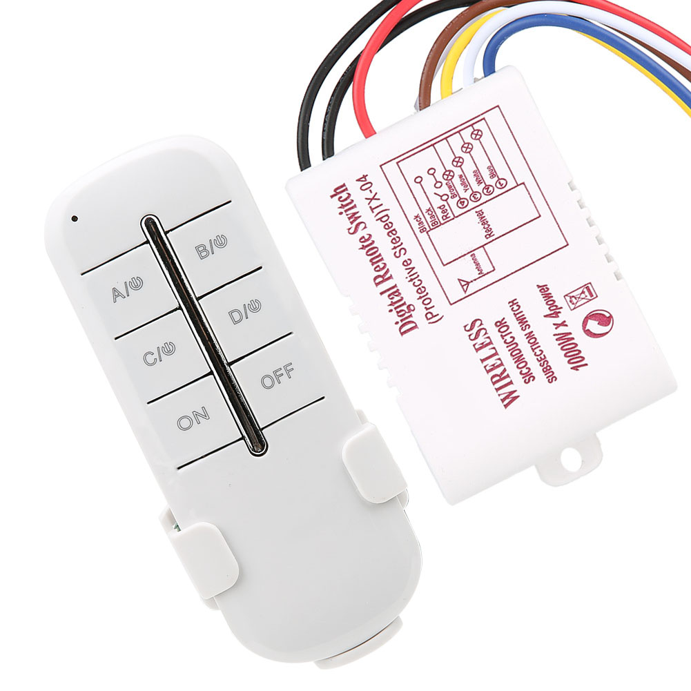 Ein/aus Ac180-240v Drahtloser Empfänger Lampenlicht Rf Fernbedienungsschalter (4-wege 41000w)