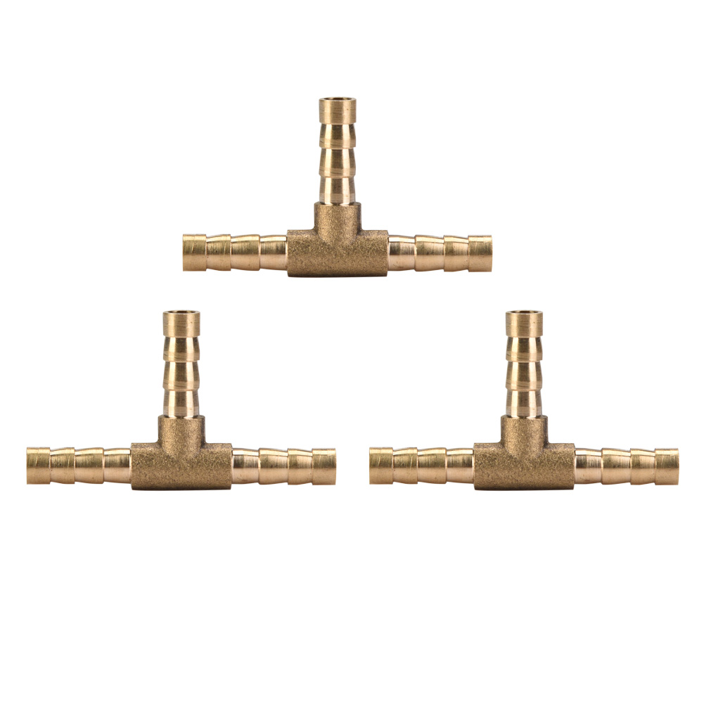 5 Stück Messing-t-3-wege-schlauchverbinder Mit Widerhaken Für Luft, Wasser, Öl, Gas Und Kraftstoff (6 Mm)