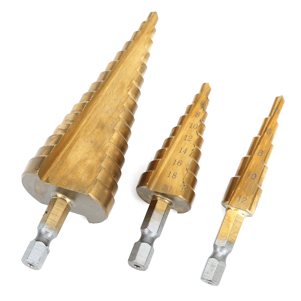 3 Stück 312/4 &820912/20 Mm Hss Kegelstufenbohrer Sechskantschaft Lochschneider