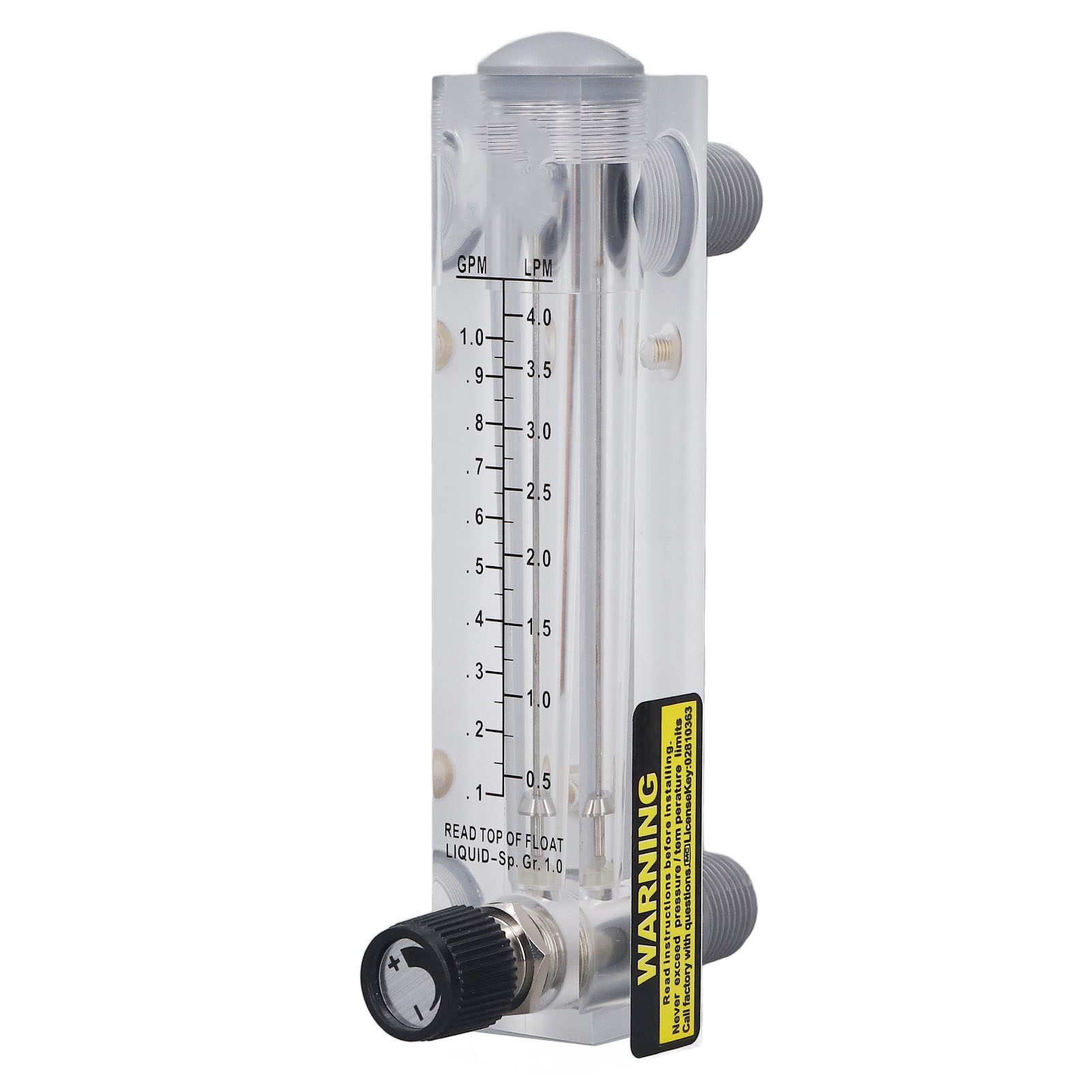 Durchflussmesser Mit Transparenter, Robuster Acrylplatte Zur Messung Und Regelung Flüssiger Medien, Bereich 0,1-1 Gpm