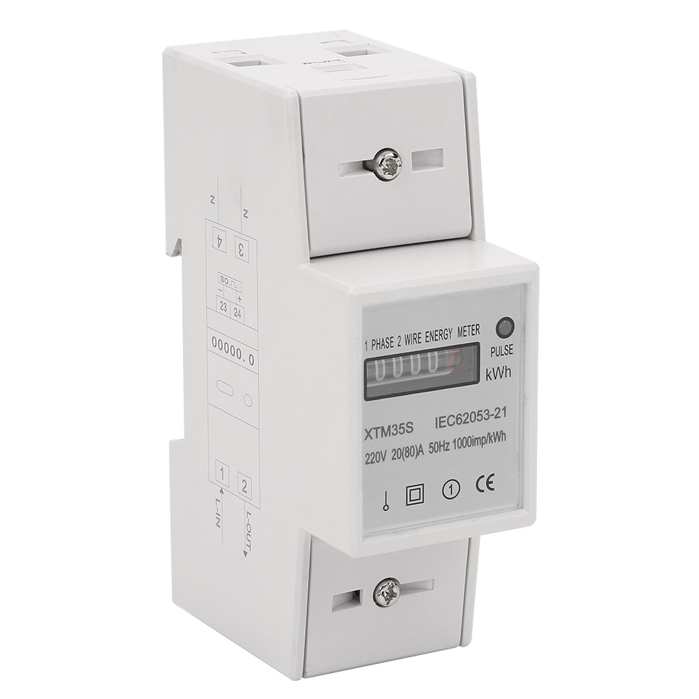 220v Digitaler 1-phasen-2-draht-2p-din-schienen-stromzähler Elektronischer Kwh-zähler (20(80)a)