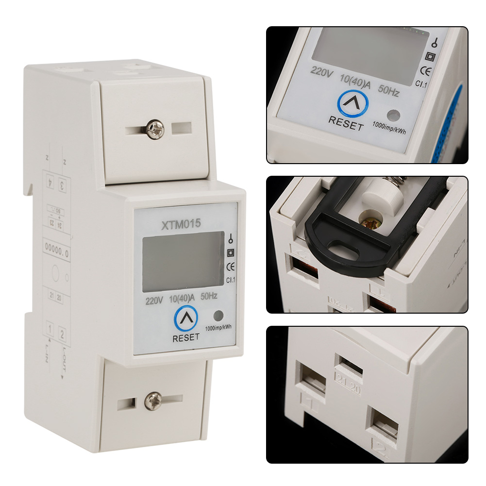 220 V 10(40) A Digitaler 1-phasen-2-draht-2p-din-schienen-stromzähler, Elektronischer Kwh-zähler