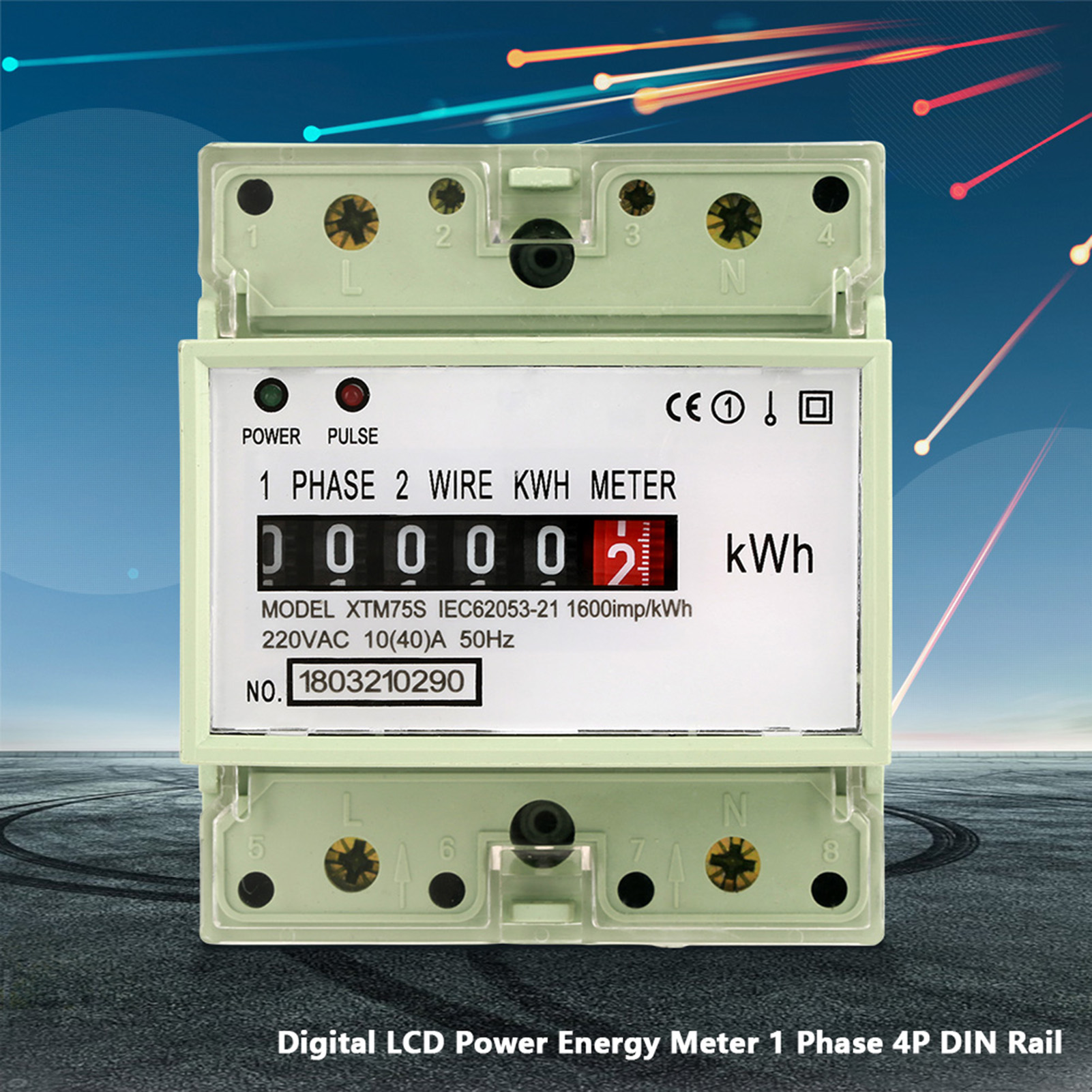 220 V 10(40) A Digitaler 1-phasen-2-leiter-4p-din-schienen-stromzähler, Elektronischer Kwh-zähler