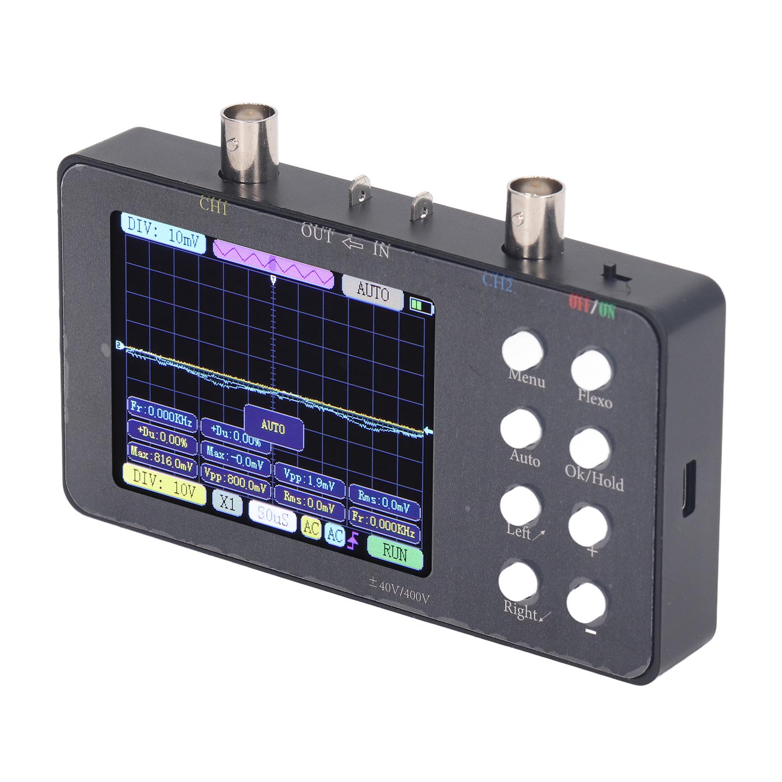 Digitales Oszilloskop Mit 2 Kanälen, 3,2-zoll-lcd-display, 50 Mhz/1 Kanal Abtastrate, 10 Msa/s Analoge Bandbreite, 20 Kb Speicher, 5 V