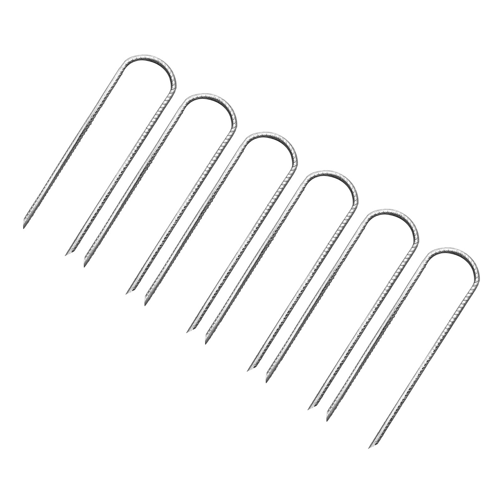 6 Stück Erdnägel Aus Stahlarmierungsstahl, U-förmig, Für Trampoline, Campingzelte Und Schaukeln, 30 Cm, Silber