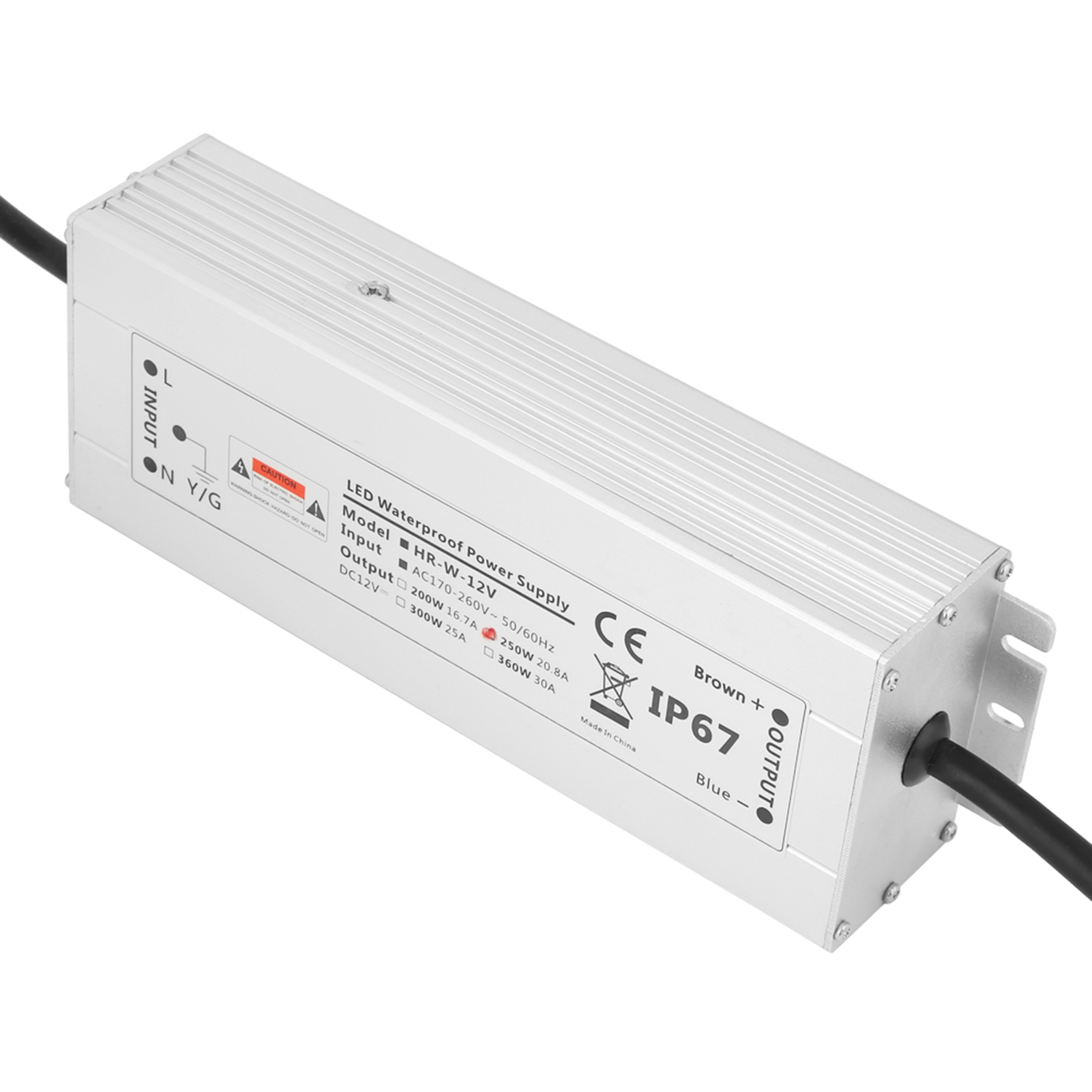 250w Led-netzteil Ip67 Wasserdichter Led-treiber-transformator (12v 20,8a Hrw-12v250w)