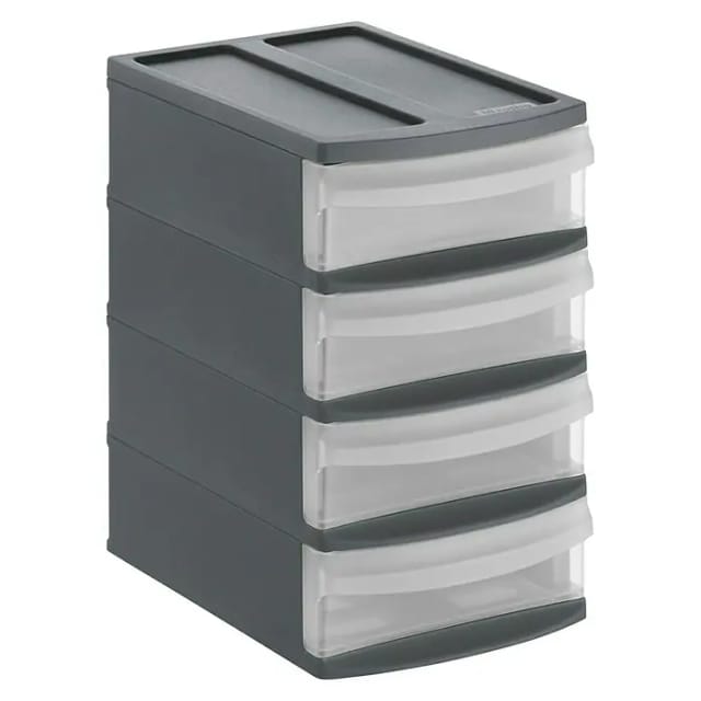 Rotho Schubladenbox Systemix Tower XS 4 Schübe Ablagenbox Organizer Briefablage