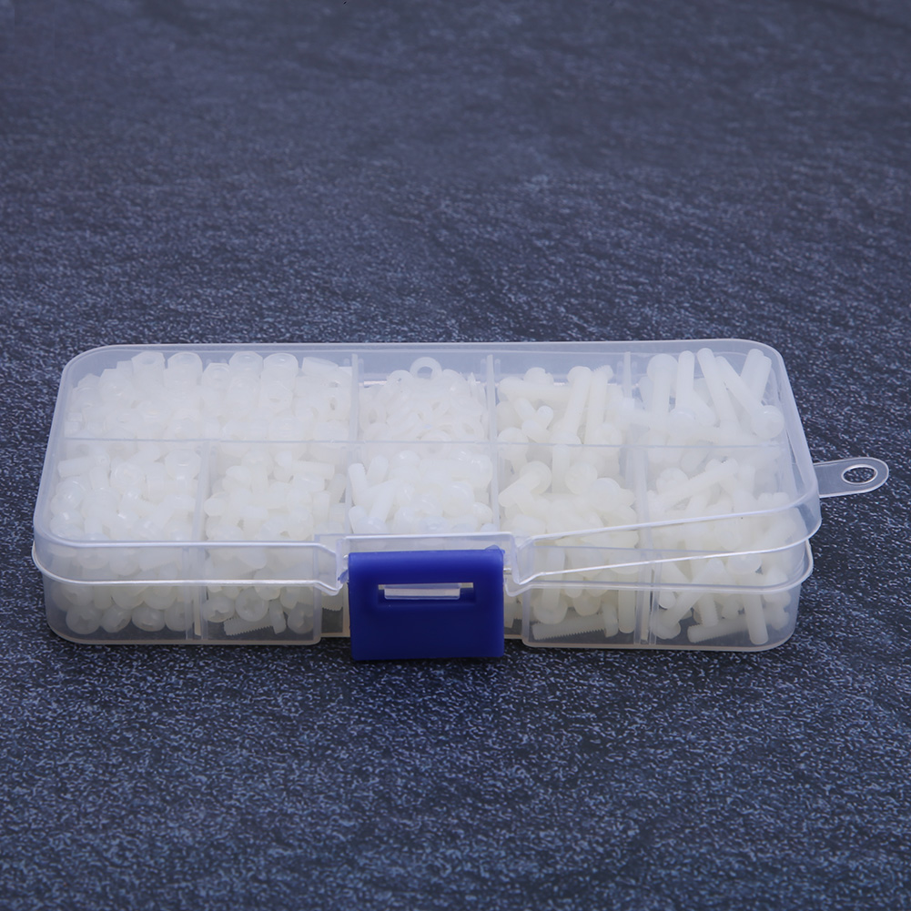 800 Stück/box M3 Nylon Schraubenmutter Unterlegscheiben Kombinationsset Befestigungselemente Hardware Zubehör Weiß