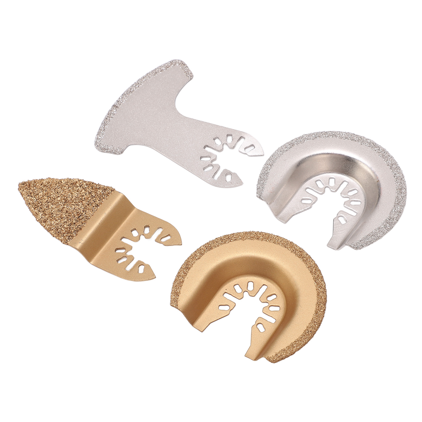 4-teiliges Oszillierendes Sägeblatt-multifunktionswerkzeug-set, Halbkreisförmig, Mit Fingersegmenten Und Schwingkörnung Für Fugen, Keramik Und Mauerwerk