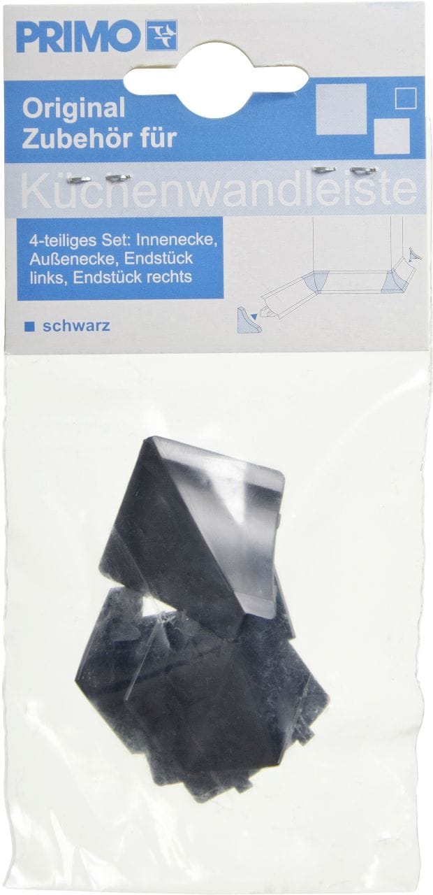 Zubehörset für Wandanschlußleiste schwarz Clips & Ecken - Primo