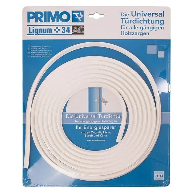 Primo Universaldichtung Holzzarge Lignum 34AC weiß 5 Meter Türdichtungen & Fensterdichtungen