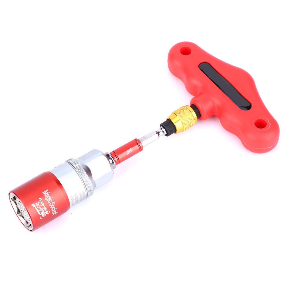 4-teiliges Set 9–21 Mm Universal-steckschlüssel T-griff Bohrmaschinenadapter Doppelkopf-bit-set Rot