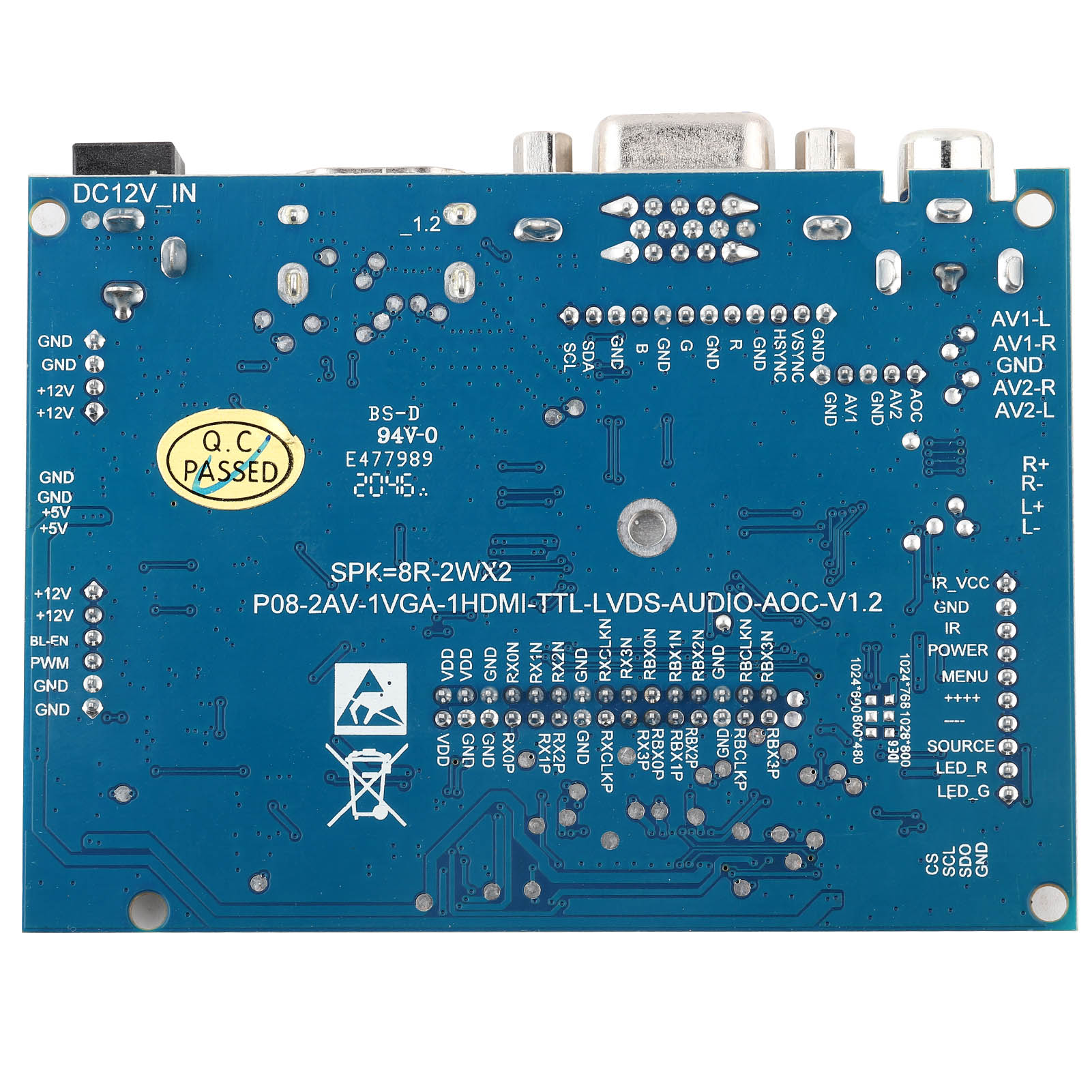 Hdmi-vga-2av-reversiertreiberplatine Für 7-zoll-at070tn92-800x480-lcd-display
