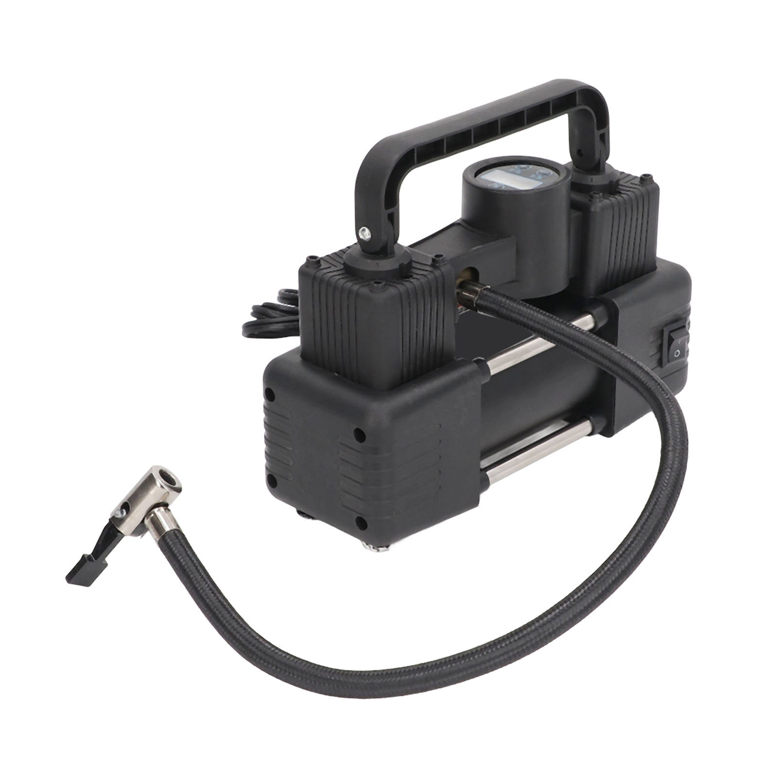 Tragbare Reifenpumpe Mit Digitalanzeige, 2 Stromversorgungsarten, 12v Gleichstrom, Mit Led-licht Für Motorräder, Fahrräder Und Schlauchboote