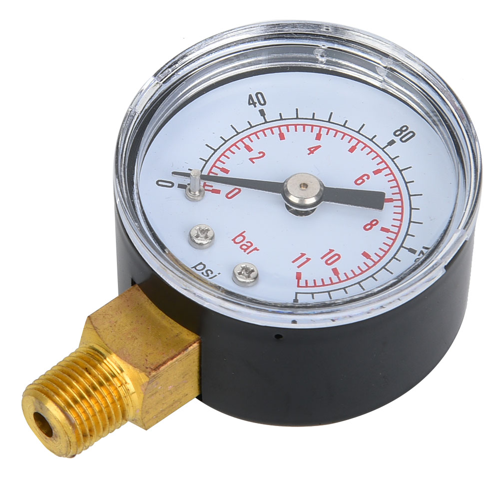 Mechanisches Manometer Mit 1/8-zoll-bspt-bodenanschluss Für Luft, Öl Und Wasser (0-160 Psi 0-11 Bar)