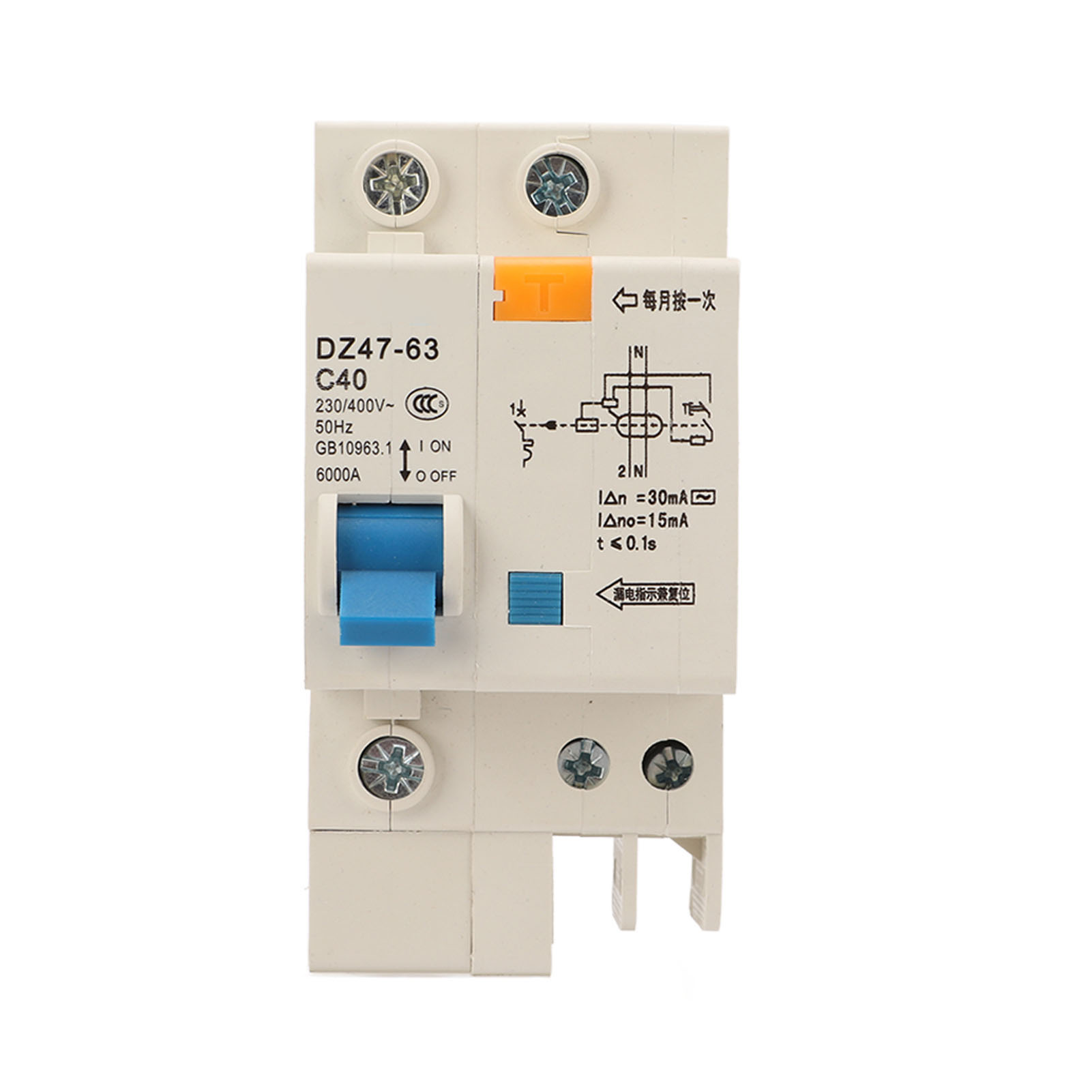 Miniatur-leistungsschalter, Tragbarer Überlastschutzschalter, 40 A, 230 V, 400 V, Din-schienenmontage, 6000 A