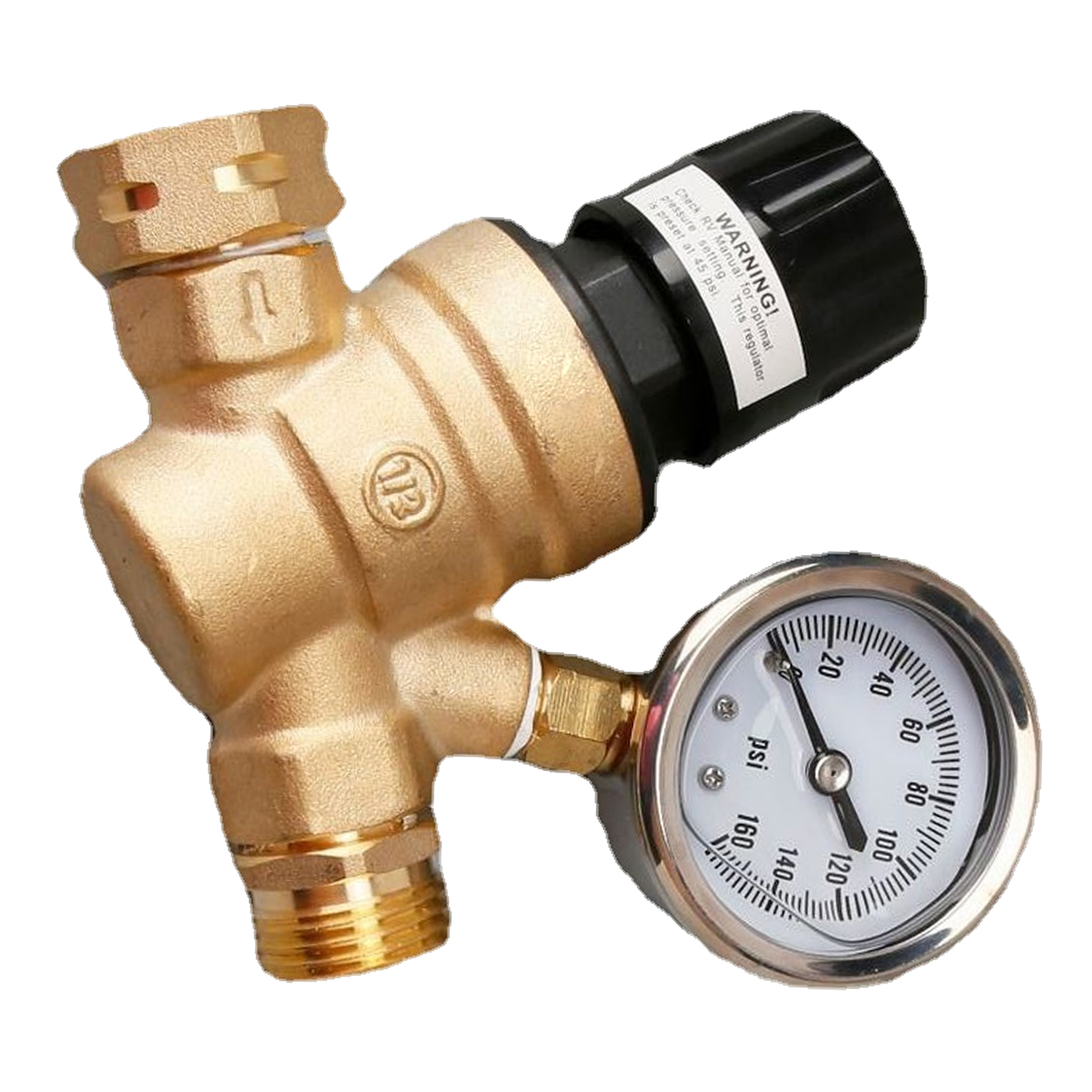 Wasserdruckreglerventil, Us 3/4 Zoll Nh-gewinde, Messing-druckminderungsventil Mit Manometer Für Wohnwagen