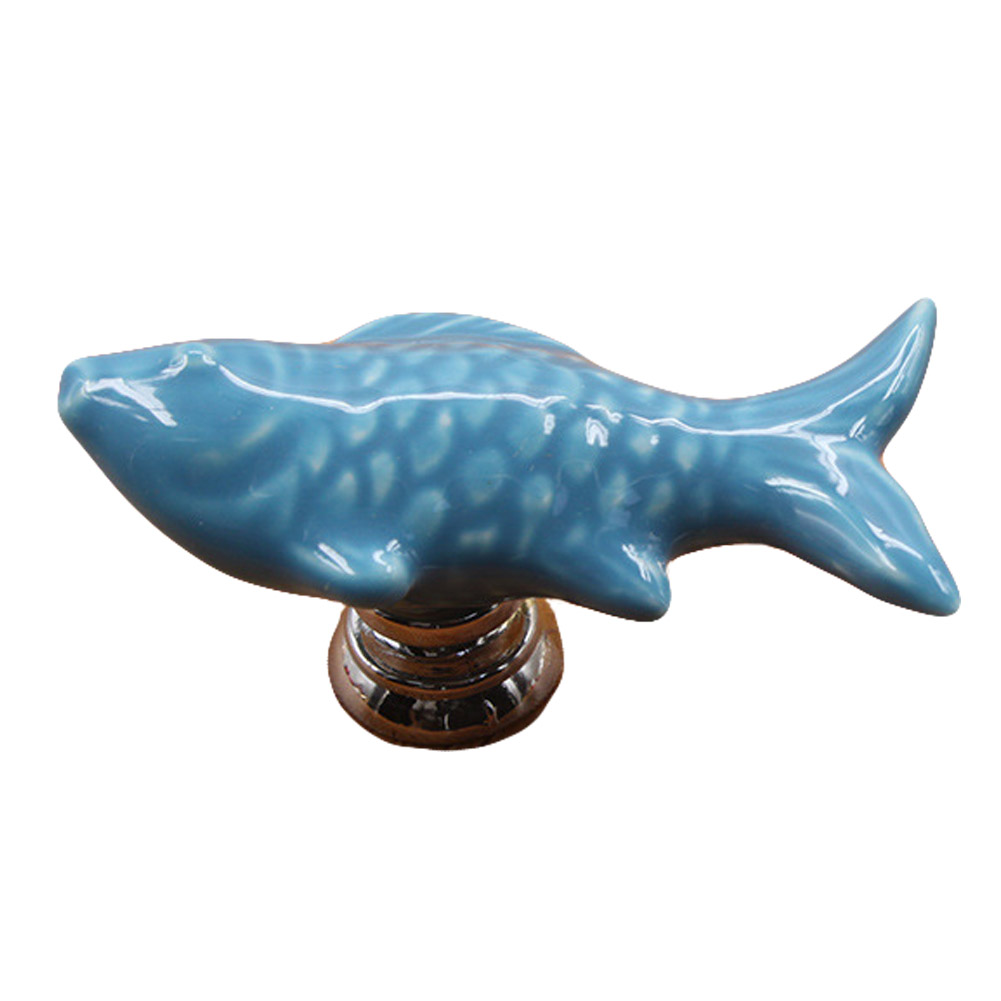 Türgriff Aus Keramik In Fischform Für Schubladen, Schränke Und Kleiderschränke (blau)