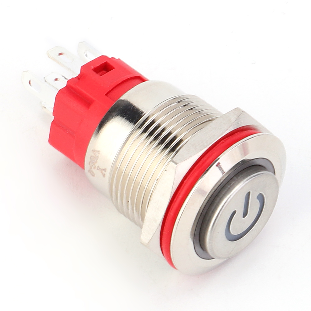 Metall-drucktaster Dc930v 19mm 1no 1nc Selbstverriegelnder Schalter Mit Gelber Leuchte (ring-leistungslampe, Hoher Kopf, Selbstverriegelnd)