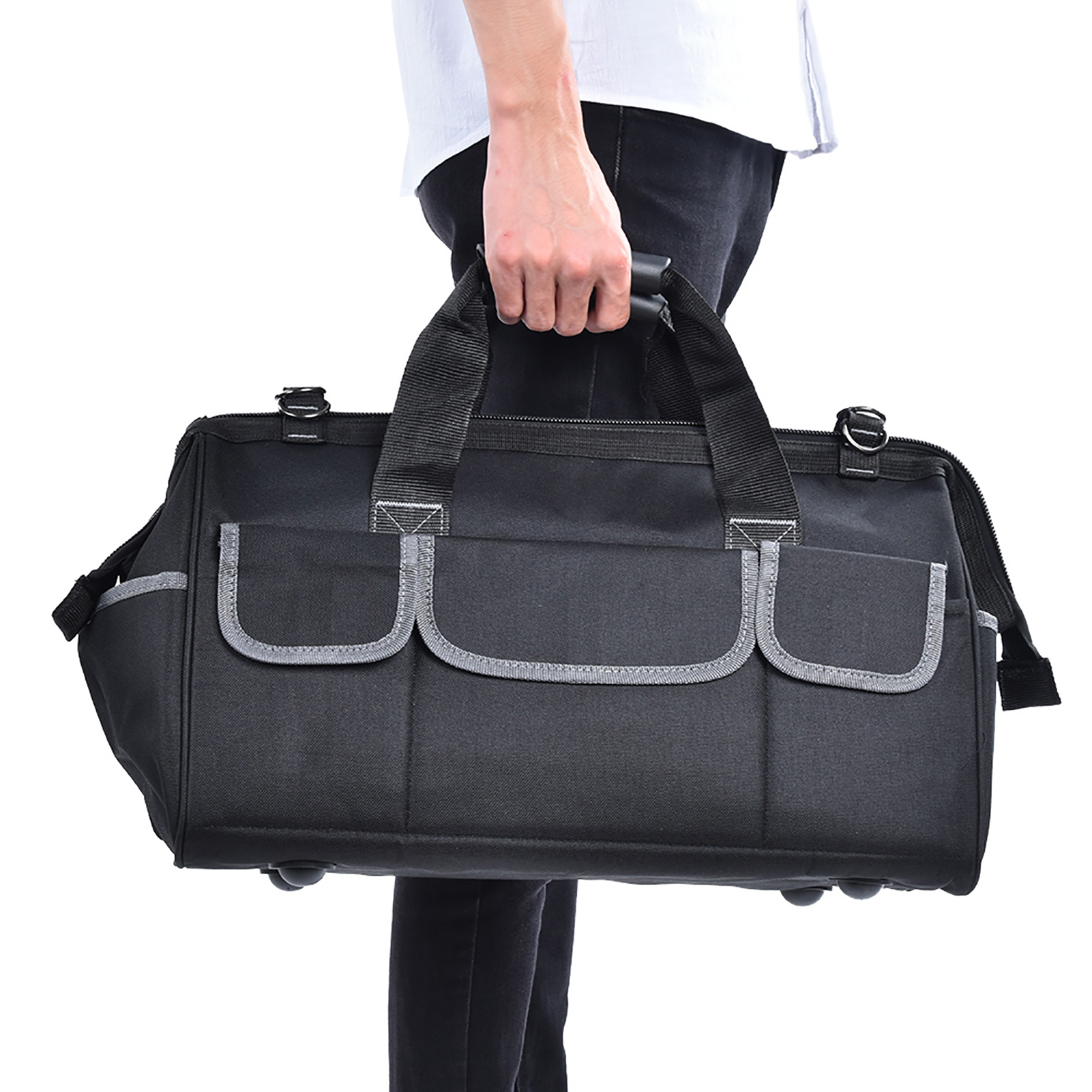 Yileqi Werkzeugtasche Aus Oxford-gewebe, 48 Cm (19 Zoll), Grau, Strapazierfähige Aufbewahrungstasche Für Kleinteile Mit Schultergurt