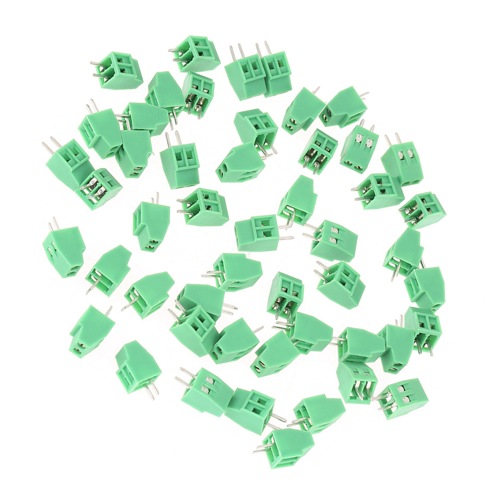 50 Stück/set 2-polige, Grüne Schraubklemmenblöcke Für Leiterplatten, 2,54 Mm Rastermaß