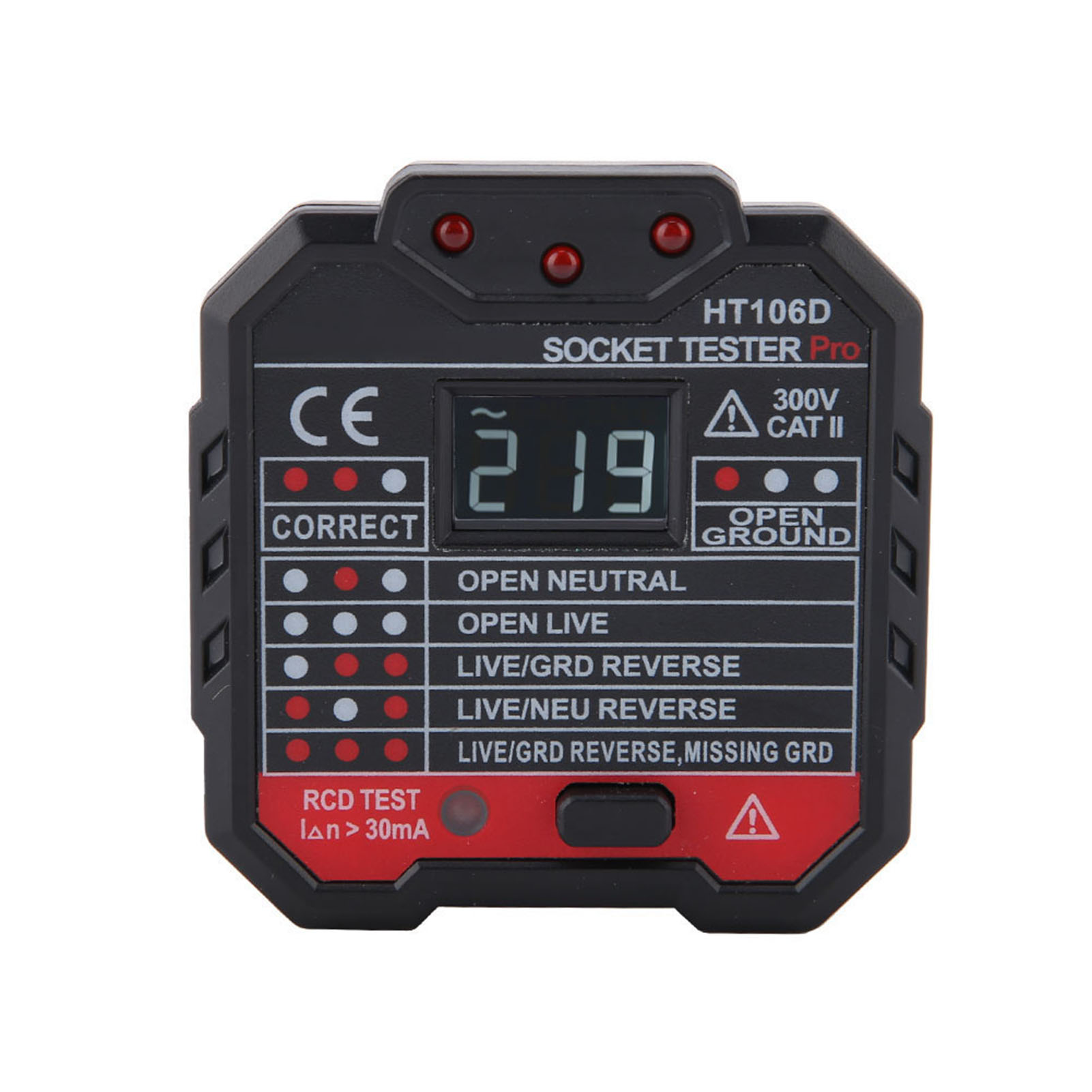 Ht106d Multifunktions-steckdosenprüfer, Netzfehlerprüfgerät, Eu-stecker