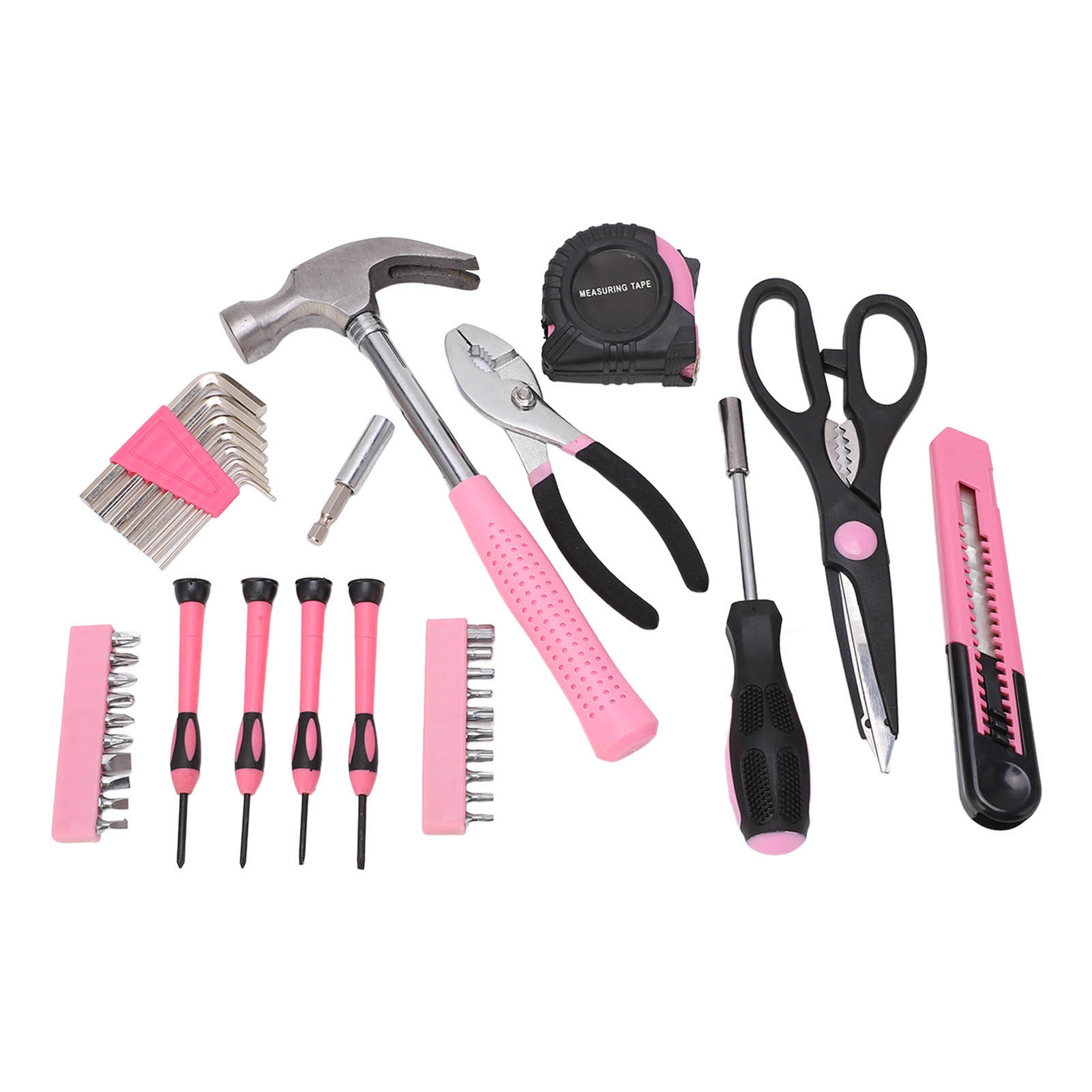 39-teiliges Haushaltswerkzeugset, Rosa, Tragbarer Handwerkzeugkasten Mit Hammer, Schraubendreher, Schraubenschlüssel, Reparatur- Und Wartungswerkzeugset Für Mädchen