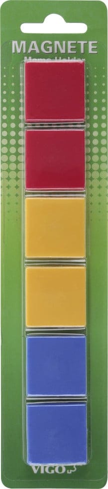Vigo - Magnete für Magnettafeln 5er Pack, bunt, quadratisch Magnettafeln
