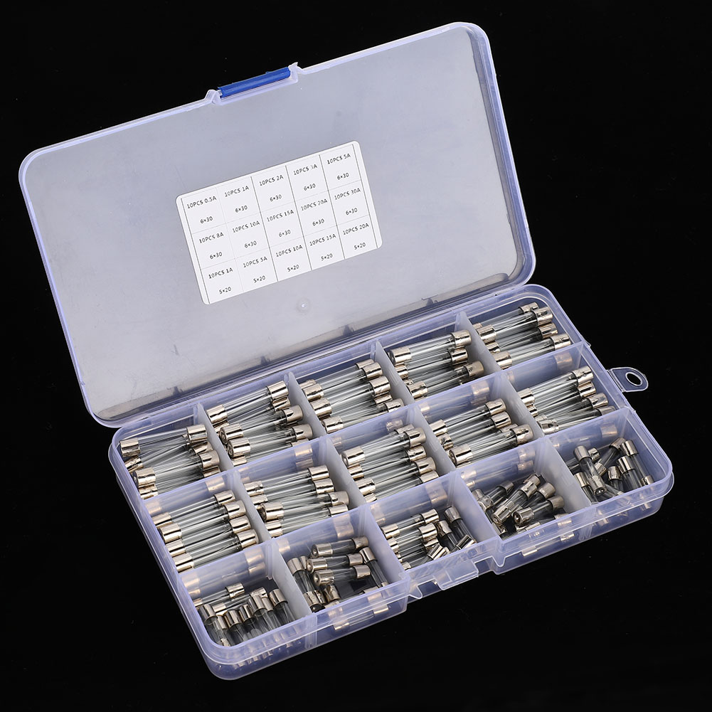 150-teiliges Sortiment An Glasrohrsicherungen 6x30mm 0,5a/1a/2a/3a/5a/8a/10a/15a/20a/30a 5x20mm 1a/5a/10a/15a/20a