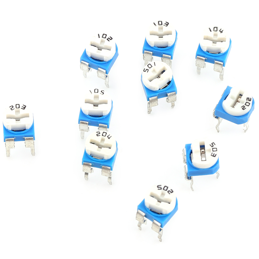 100 Stück 10 Werte 500 Ohm-1 M Ohm Film-variabler Widerstand Potentiometer Rheostat Trimpot Sortiment